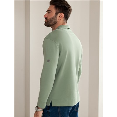 Лонгслив с воротником поло на пуговицах из премиального хлопка с эластаном
