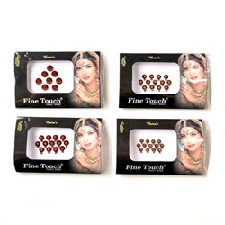 Бинди КРУГ СО СТРАЗАМИ на лоб, цвет БОРДОВЫЙ (разный дизайн), Fine Touch Bindi, 1 шт.
