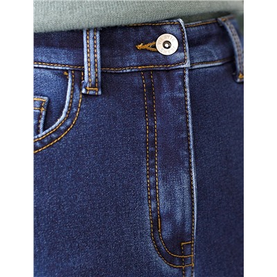 Джинсы-трубы из эластичного денима на флисе