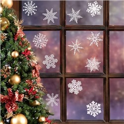 Набор наклеек новогодних "Снежинки" белые, 29,2 х 38,1 см