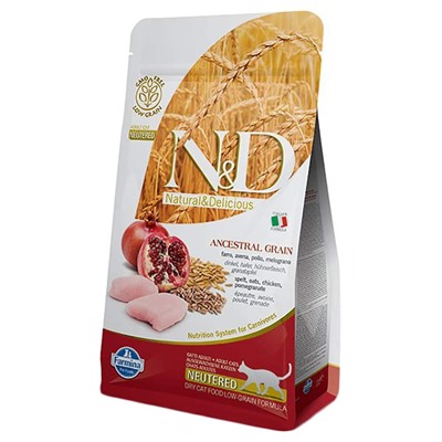 Фармина N&D Cat LG низкозерновой  курица с гранатом для кастрированных, 0,3кг 4047-23АГ