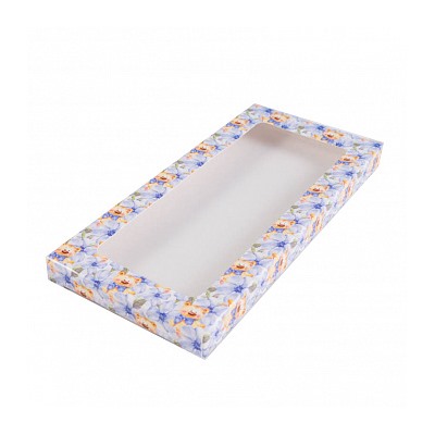 Коробка под шоколадку "Мишки в цветах" с окном 18*9*1,4 см