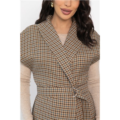 Жилет костюмный Жюлли (бежевый/клетка) Б14490-4М