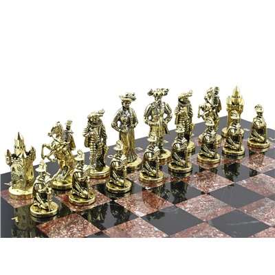 Шахматы подарочные с металлическими фигурами "Рококо", 450*450мм