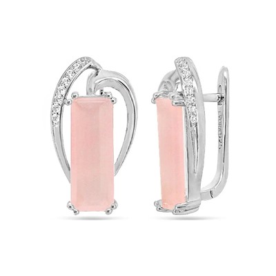 Серьги из серебра розовый кварц, МЦВА15