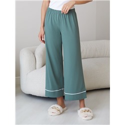 Укороченные брюки из эластичного хлопка с контрастным кантом