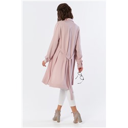Туника длинная на пуговицах пыльно-розовая