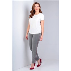 Liona Style 719Б серый+белый, Брюки,  Блуза,  Жакет