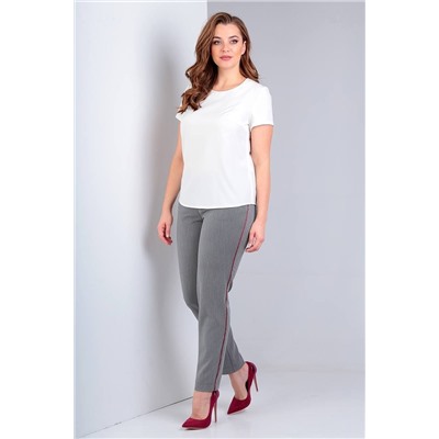 Liona Style 719Б серый+белый, Брюки,  Блуза,  Жакет