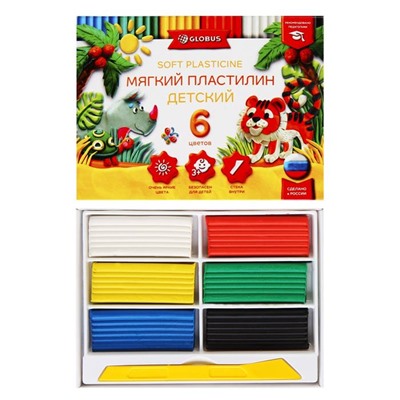 Пластилин  6цв. Глобус 90г мягкий Классический ПЛ6Д