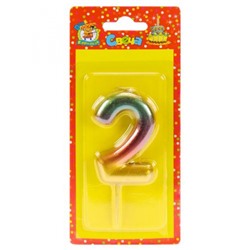 С4087 Свеча в торт цифра "2" (Волшебный градиент), (МИЛЕНД)