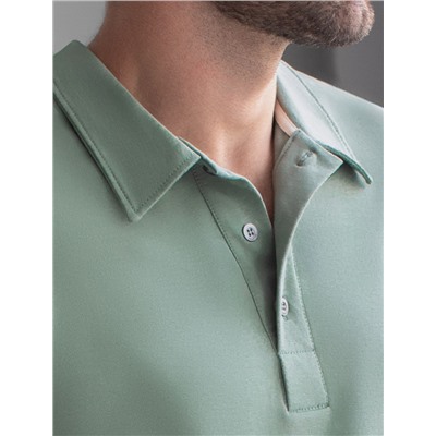 Лонгслив с воротником поло на пуговицах из премиального хлопка с эластаном