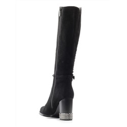 A421-371B-2 BLACK Сапоги демисезонные женские (натуральная замша, байка) размер 36