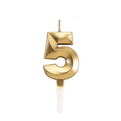 Свечи для торта, цифра 5 (золото, 5 см)