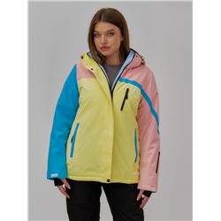 Горнолыжная куртка женская зимняя желтого цвета 16_1J