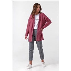 Кардиган вязаный оверсайз без застежки розовый