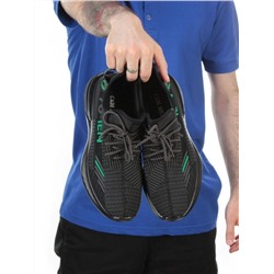 HA103-2 BLACK/GREEN Кроссовки мужские (текстиль) размер