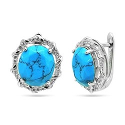 Серьги из серебра бирюза пресс., МЦВ970