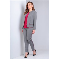 Liona Style 719Б серый+фуксия, Брюки,  Блуза,  Жакет