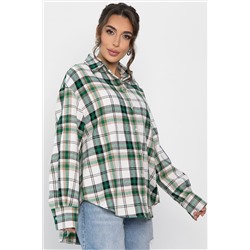Рубашка оверсайз Дарика (бело-зеленая) Б14263-30М