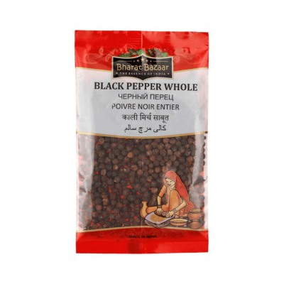 BLACK PEPPER WHOLE Bharat Bazaar (Черный перец, горошек, Бхарат Базар), 100 г.