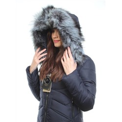 AZ1819HM Пальто женское зимнее (холоффайбер, натуральный мех чернобурки) размер S (42 российский)