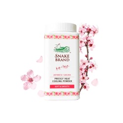 JAPANESE SAKURA Prickly Heat Cooling Powder, Soft & Smooth, Snake Brand (Тальк ЯПОНСКАЯ САКУРА мягкость и гладкость, Снейк Бренд), 50 г.