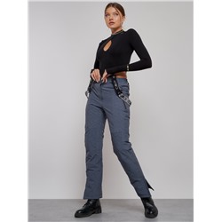 Полукомбинезон утепленный женский зимний горнолыжный голубого цвета 911Gl