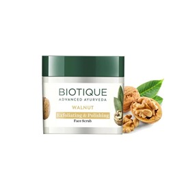 WALNUT, Exfoliating & Polishing Face Scrub, Biotique (ГРЕЦКИЙ ОРЕХ, Отшелушивающий и полирующий скраб для лица, для нормальной и сухой кожи, Биотик), 50 г.