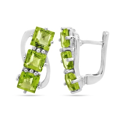 Серьги из серебра перидот, Трио