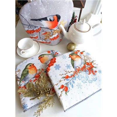 Грелка на чайник "Музыка зимы" рогожка хлопок 100%