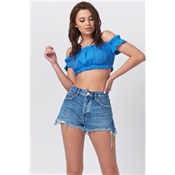 Кроп-топ летний из хлопка синий