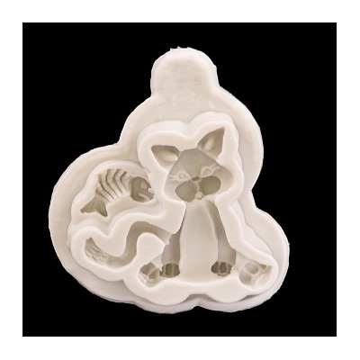 Силиконовый молд "Кот с рыбкой" 5,5*4,5 см