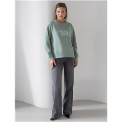 Свободный свитшот с принтом и разрезами из эластичного футера двухнитки без начеса