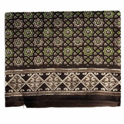 Сари STOBERY SILK с печатным графическим принтом ВОСЬМИУГОЛЬНИКИ, цвет КОРИЧНЕВЫЙ (Size: Onesize, с отрезом для блузы), 1 шт.