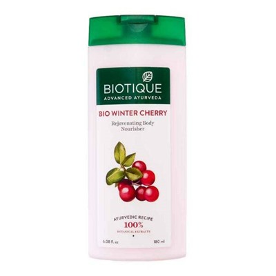WINTER CHERRY Rejuvenating Body Nourisher, Biotique (ЗИМНЯЯ ВИШНЯ Омолаживающий лосьон для тела, Биотик), 180 мл. - СРОК ГОДНОСТИ ДО 31 ОКТЯБРЯ 2024 ГОДА