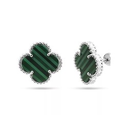 Серьги из серебра малахит, МЦВ2045