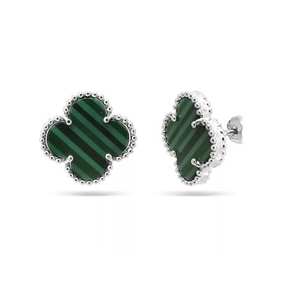 Серьги из серебра малахит, МЦВ2045