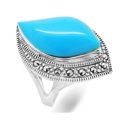 Кольцо из серебра бирюза пресс., марказит, SL-AGA43