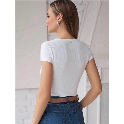 Футболка из трикотажа в широкий рубчик