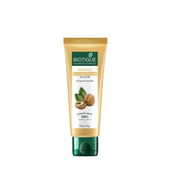 WALNUT, Exfoliating & Polishing Face Scrub, Biotique (ГРЕЦКИЙ ОРЕХ, Отшелушивающий и полирующий скраб для лица, для нормальной и сухой кожи, Биотик), ТЮБИК 50 г.