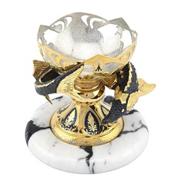 Икорница элитная белый мрамор "Большой осетр" Златоуст