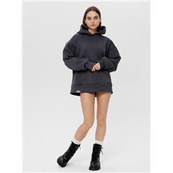 Женский худи оверсайз из футера с начесом Lingeamo темно-серый ВК-24 (13)