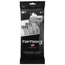 TOPTECH 3  Станок одноразовый пакет 4шт (плав.головка+алоэ)