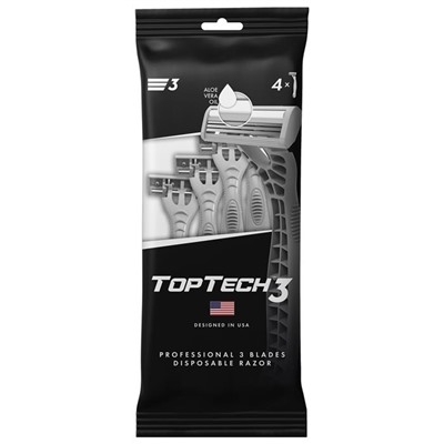 TOPTECH 3  Станок одноразовый пакет 4шт (плав.головка+алоэ)
