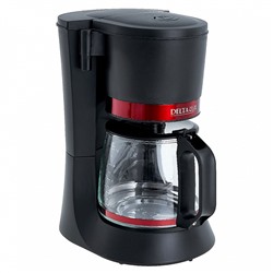 Кофеварка 700 Вт, 1200 мл DELTA LUX DL-8152 черная с красным
