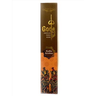 Handrolled Masala Incense GOD RADHA KRISHNA, Divine Soul (Масала благовония ручной работы РАДХА КРИШНА), уп. 15 палочек