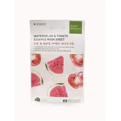 WATERMELON & TOMATO Essence Mask Sheet, Baby Bright (Тканевая маска с экстрактами АРБУЗА И ТОМАТА, Бэйби Брайт), 20 г. (1 шт.)