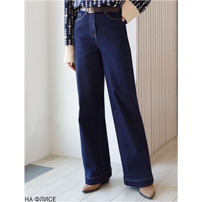 Джинсы-трубы из эластичного денима на флисе