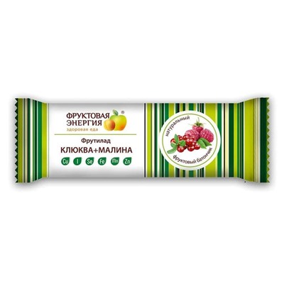 Белое дерево. БАД "Фруктовый батончик неглазированный  с Клюквой и Малиной", 30г